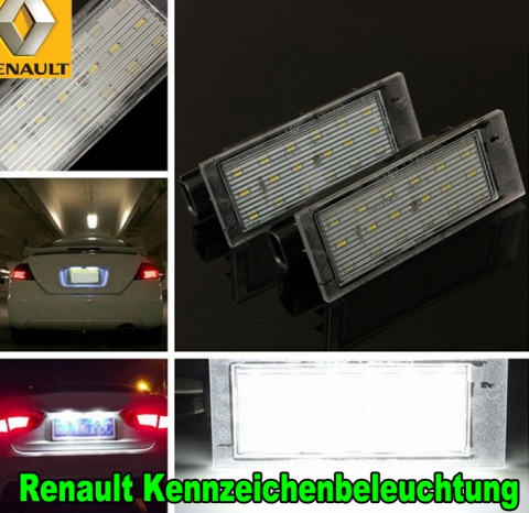 Renault White LED Anzahl Kennzeichenbele